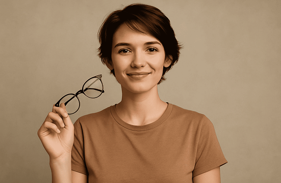 Patiente heureuse après une chirurgie réfractive